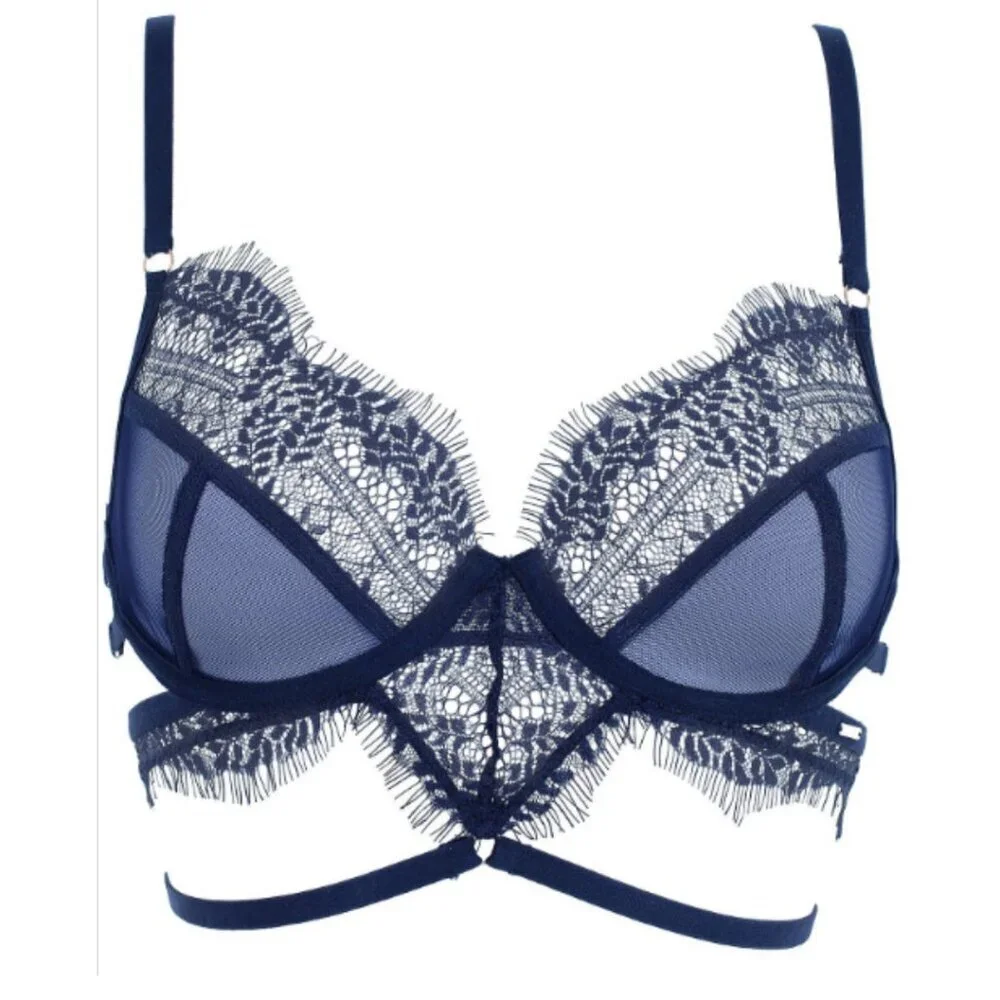 New! Bluebella Alexandra Lace Underwire Bra Midnight Blue Size 34B 1726